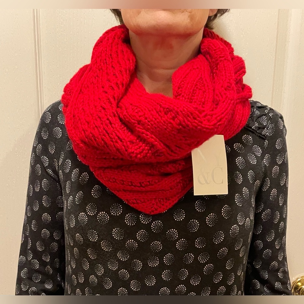 New York & Company Red Infinity Scarf; New with tag
